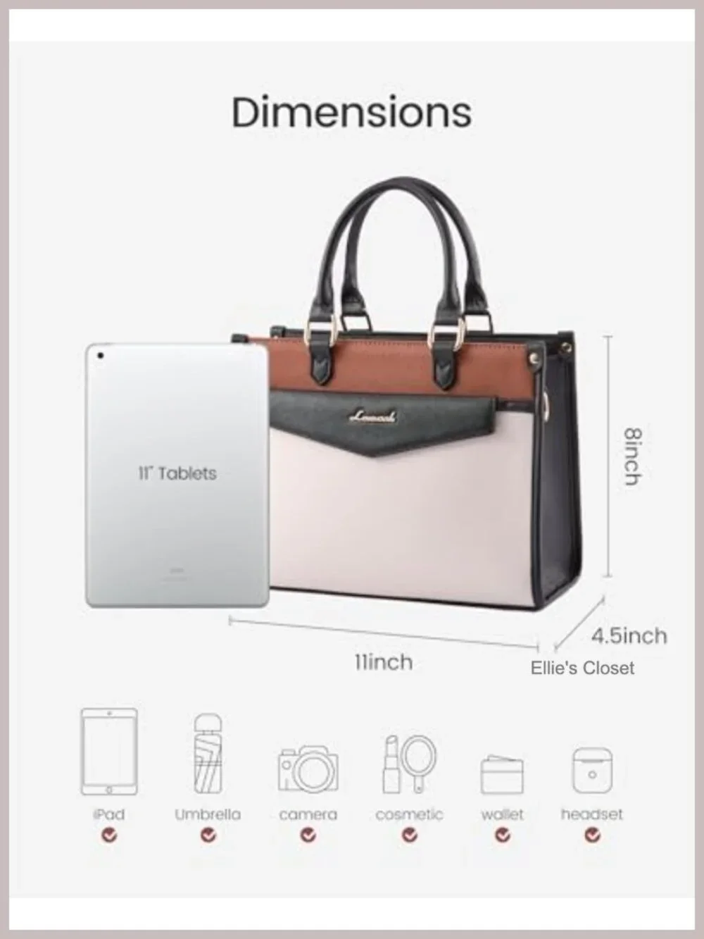 PU Leather Satchel Tote Purse for Women, Lightweight Crossbody Shoulder Bag
